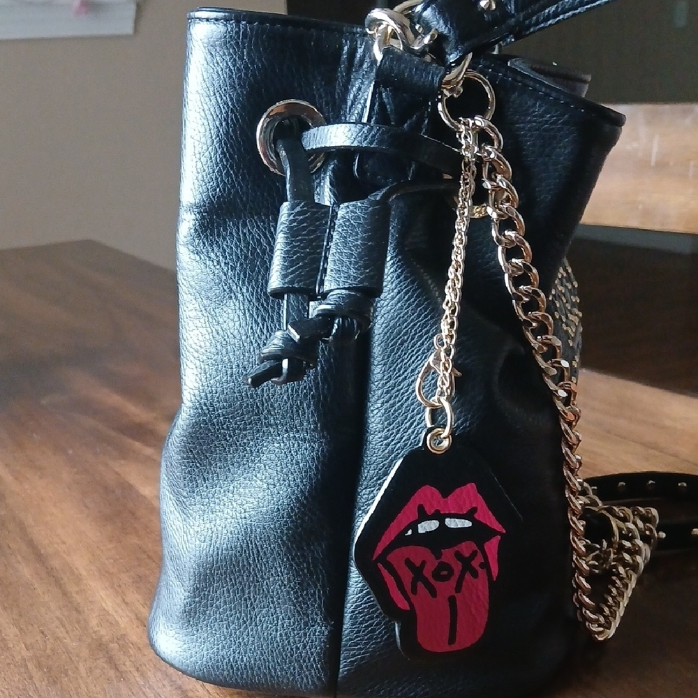 Betsey Johnson Black Studded Robot Drawstring Crossbody Bag 🤖🌹 - Picture 6 of 9